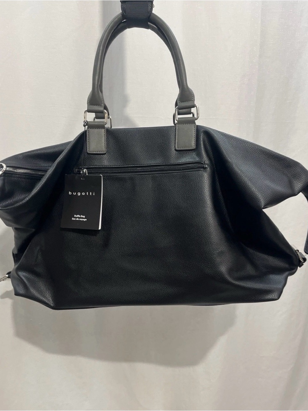 Bugatti Black Pebbled Faux Leather Duffel Bag New travel computer business